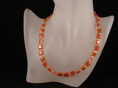 Millefiori Kette quadratisch orange